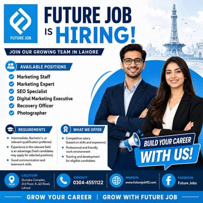 Marketing Staff ,SEO Specialist,Recovery Officer,Photographer Job lhr