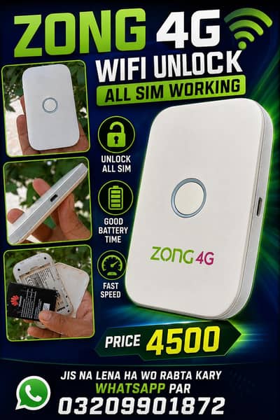 Zong 4g wifi unlock all sim working