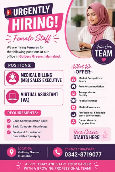 Walk-In Interviews – Female Staff Required