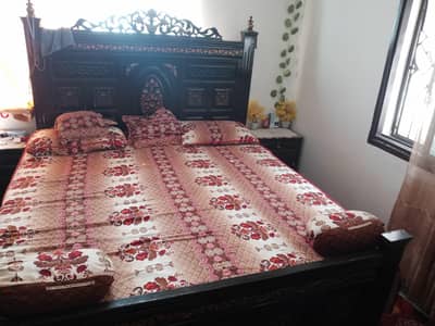 Double Bed For Sale With Mattress And Side Table