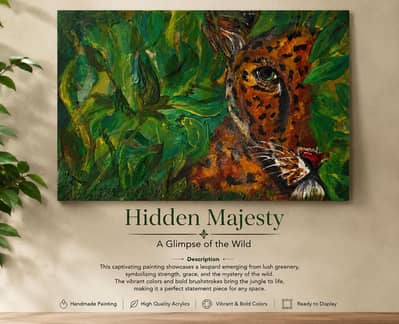 Hidden Majesty – Leopard Wildlife Acrylic Painting