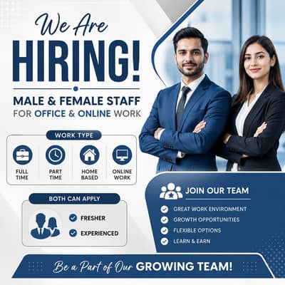 Hiring Staff For Office And Online Work.