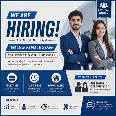 Hirring staff for office and on-line work
