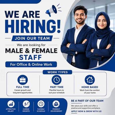 Hiring staff for part time, full time, and home base