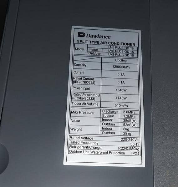 Dawlance LVS Plus Split AC 6