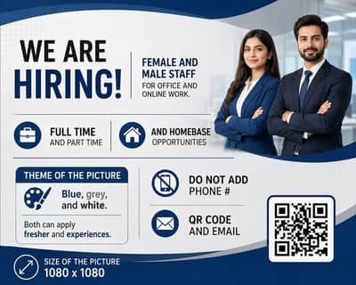 We are hiring male and female staff for work