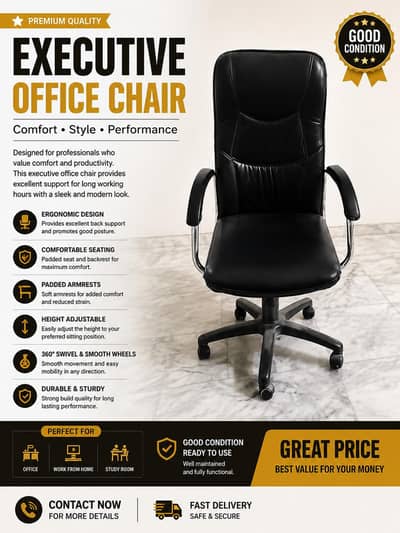 Executive High-Back Office Chair – Comfortable & Sturdy