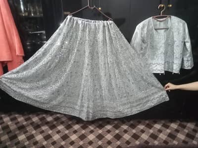 Heavy ice silver lehnga choli