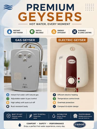 Premium Gas & Electric Geysers – Reliable Hot Water Solutions