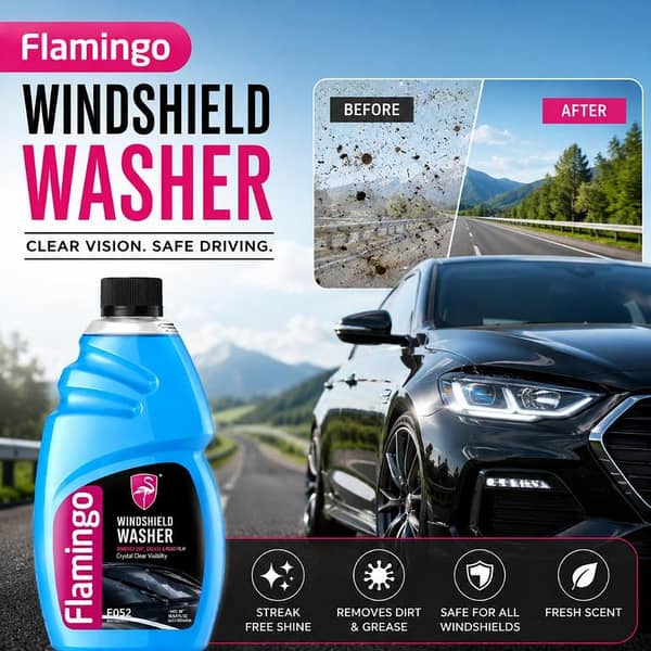 Flamingo Windshield Washer Fluid – Streak-Free Glass Cleaner for Crystal Clear Visibility