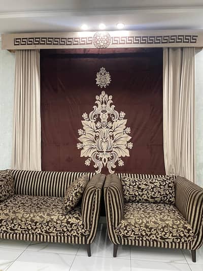 Luxury Velvet Laser-Cut Curtain Set with Wooden Valance Panel