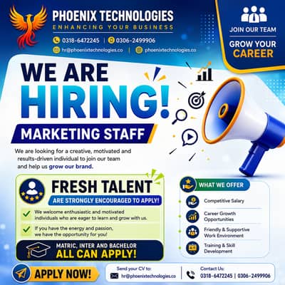 Fresh Marketing Staff Required | Male Female Jobs | Immediate Hiring