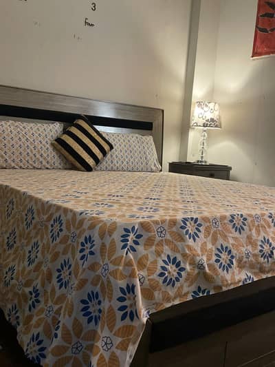 Grey wooden bed set
