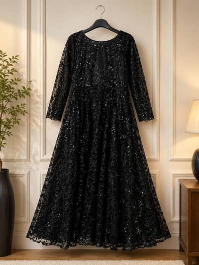 Luxury Black Embellished Maxi Dress