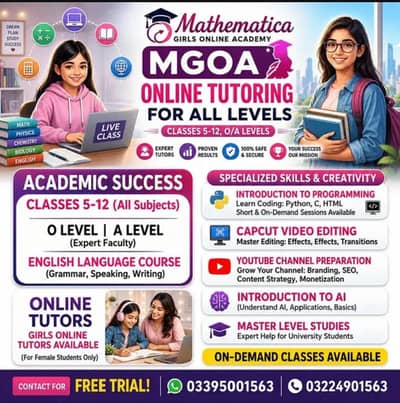 Online Tutoring for Classes 5–12 | O Level | A Level | Female Tutors