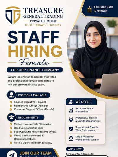 We are hiring male & female staff for our company