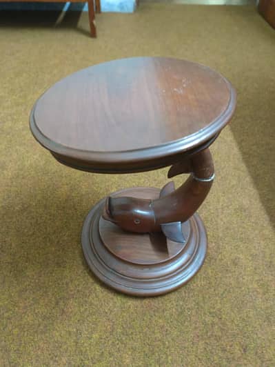 Wooden Dolphin  Carved Side Table