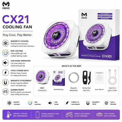 Memo CX21 Mobile Radiator Cooling Fan For Mobile - 18W Power - Freezed Instantly - Heatsink For Mobile - Working Fastly - Latest Model - ORIGINAL