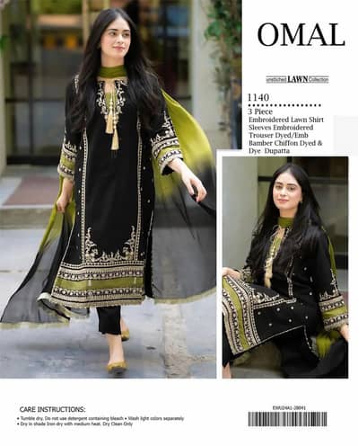 3 Pcs women unstitched Embroidered Suit