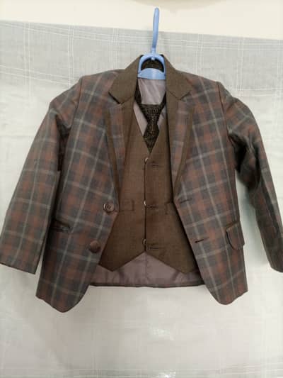 Brown Check Print 3-Piece Age 3-4