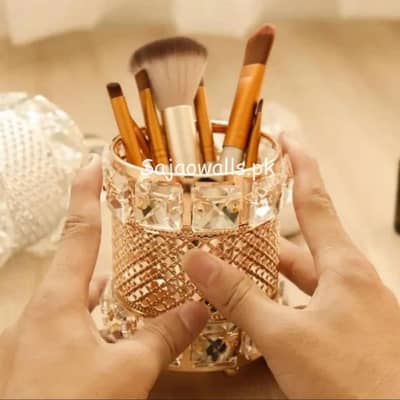 Crystal Makeup Brush Holder – Transparent Cosmetic Storage Organizer