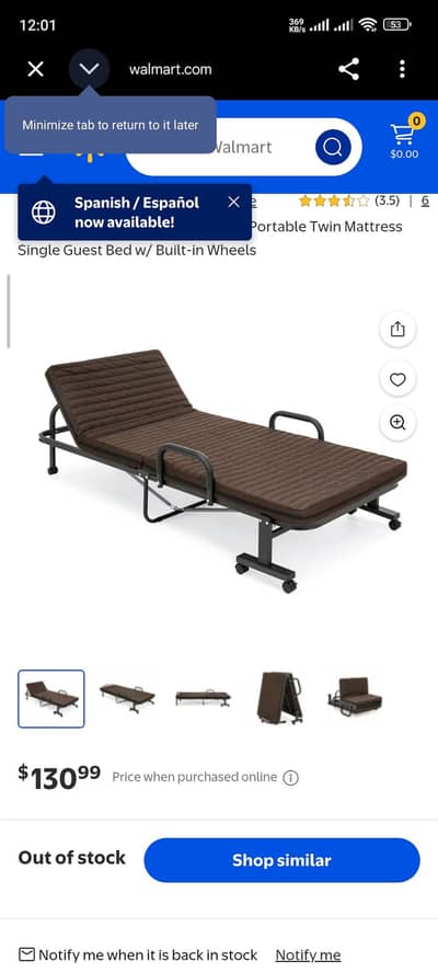 Saudi Imported Costway Folding Single Guest Bed For Sale