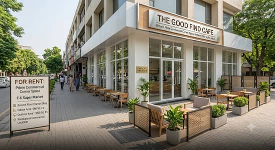 GOOD FIND | Prime Commercial Corner Space for Rent | F-6 Super Market, Islamabad Ground Floor Corner Shop Indoor Area: 960 Sq. Ft. Outdoor Area: 1,000 Sq. Ft. Prestigious Commercial Location F-6 Super Market, Islamabad