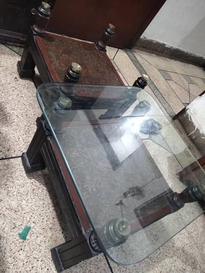 2 Wooden table with 8mm Glass on Top