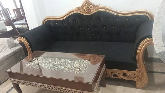Luxury 5 Seater Sheesham Wood Sofa Set with Center Table