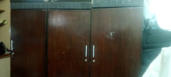 3 partition wood cupboard for clothes