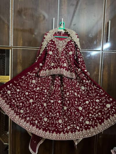 bridal velvet maroon lehnga