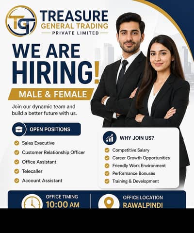 We are hiring male & female staff for our company