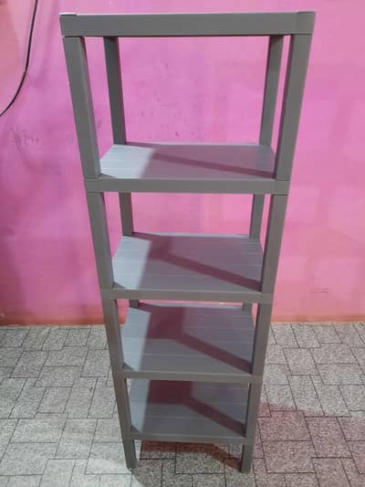 grey rectangular shelf with wood look non slip 5layers