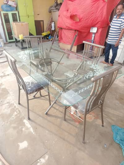 dining table with 6 chairs 12mm glass top