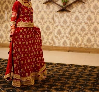 Bridal dress sharara red
