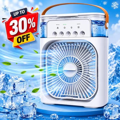portable fan with mist and led lights
