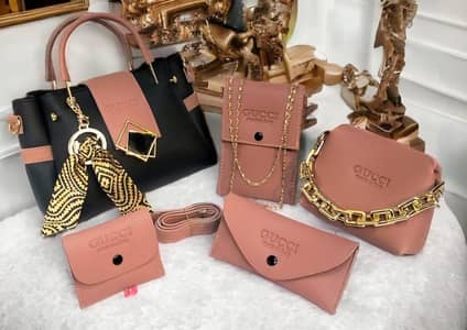 4 piece leather handbag set for girl