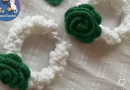  Handmade Crochet Flower Scrunchies | Soft Elastic Hair Bands for G
