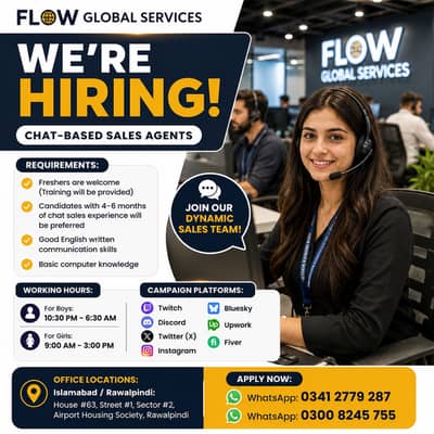 Call Center Job/ Chat Support Job / Male & Female / Job in Rawalpindi