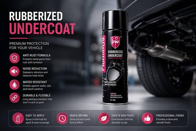 Flamingo Rubberized Undercoat Spray 450ml – Anti-Rust, Stone Chip Protection, Noise Reduction Coating for Car Undercarriage