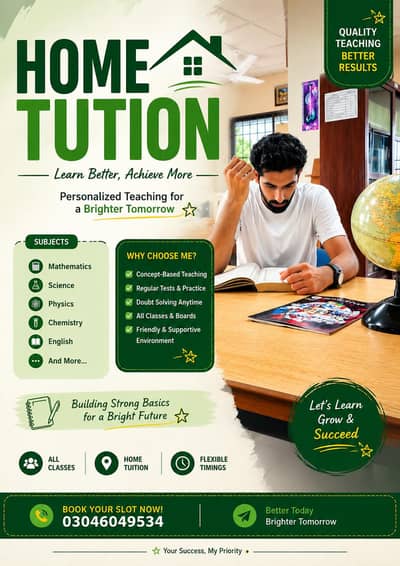 Home Tution available For All Classes