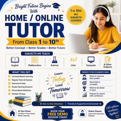 Home and online tutor available