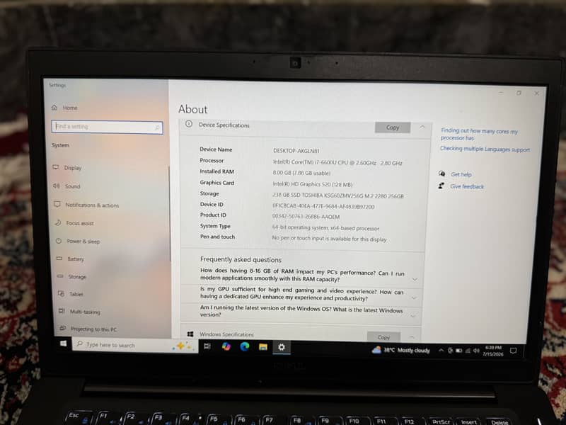 Core i7 6 generation 3