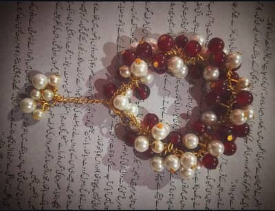 Handmade Pearl & Ruby Gajra Bracelet