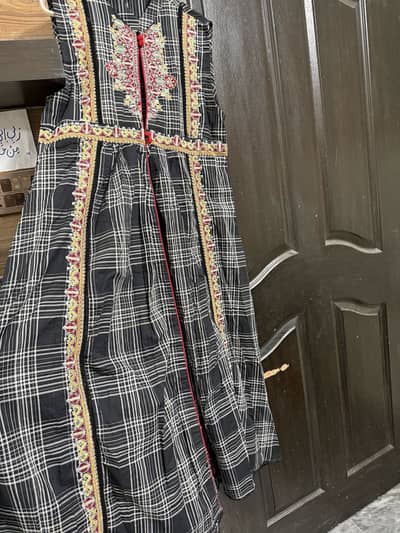 Beautiful Black Printed Maxi Dress with Embroidery Excellent Condition