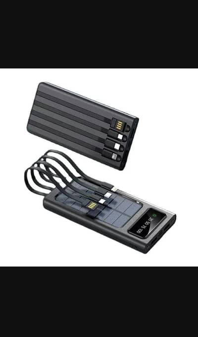 2000 mAh Solar Powe Bank with built in 4 cables and Led display
