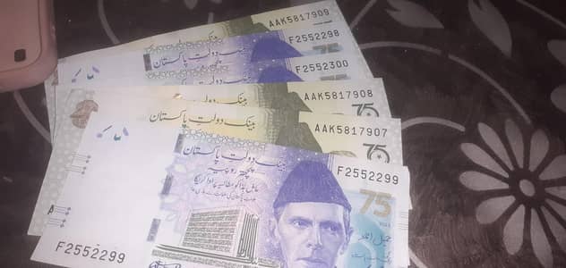 Pakistan 75 Rupees Commemorative Banknote Sets