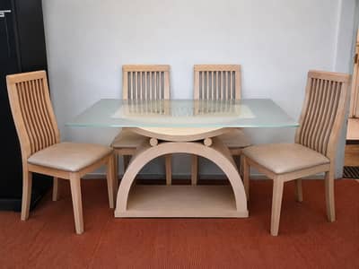 Glass top Dining table with 4 chairs