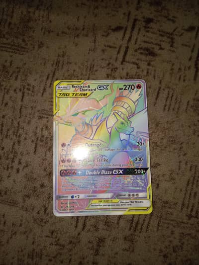 Pokémon Reshiram & Charizard GX TAG TEAM Rainbow Card