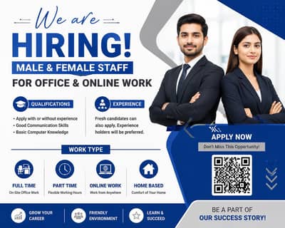 Hiring staff for office and online work